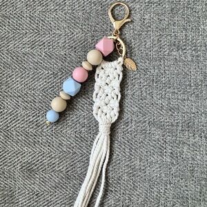 Handcrafted Macramé Keychain with Pastel Beads